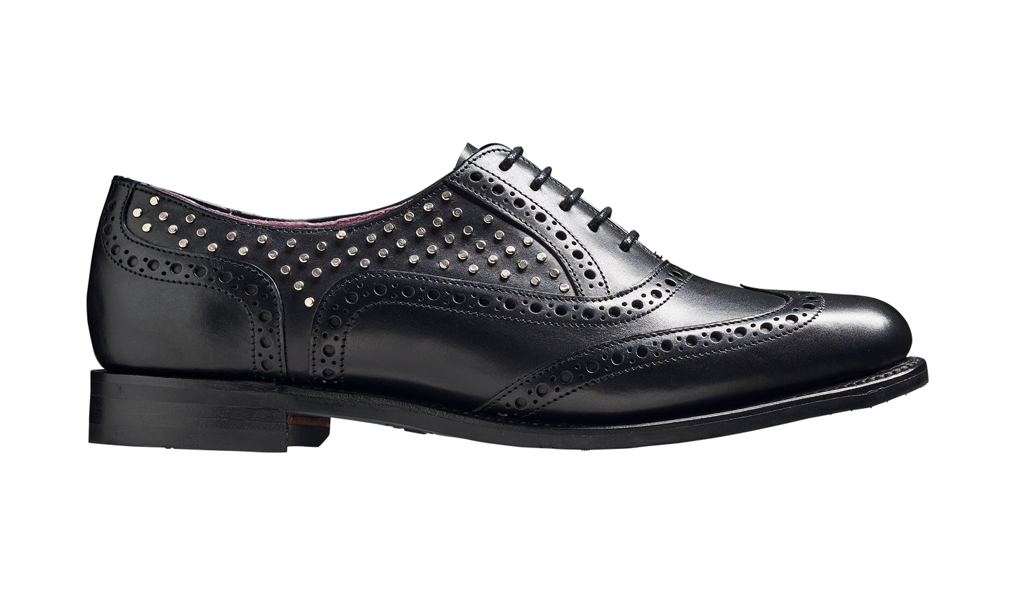 Freya - Black Calf / Studs Womens Brogues