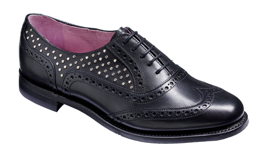 Freya - Black Calf / Studs Womens Brogues