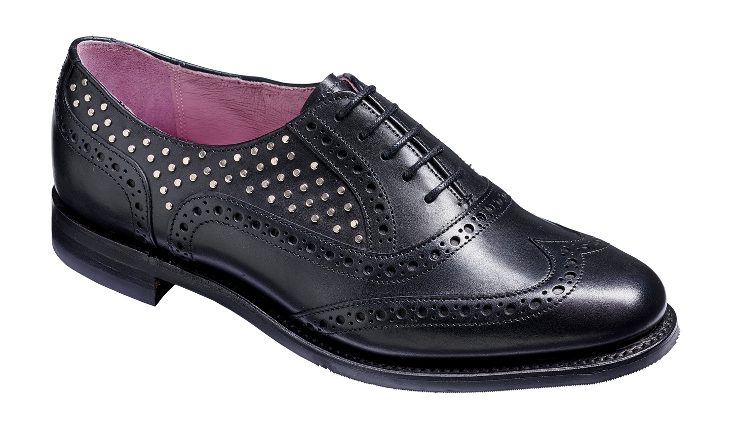 Freya - Black Calf / Studs Womens Brogues