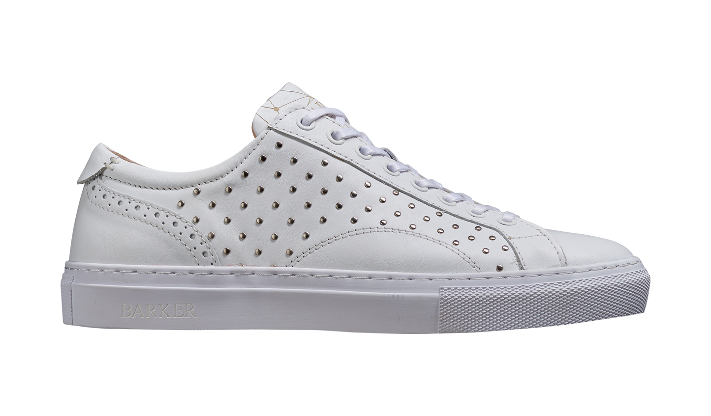 Isla - White Calf / Studs Womens Rubber Cup Sneaker Shoe