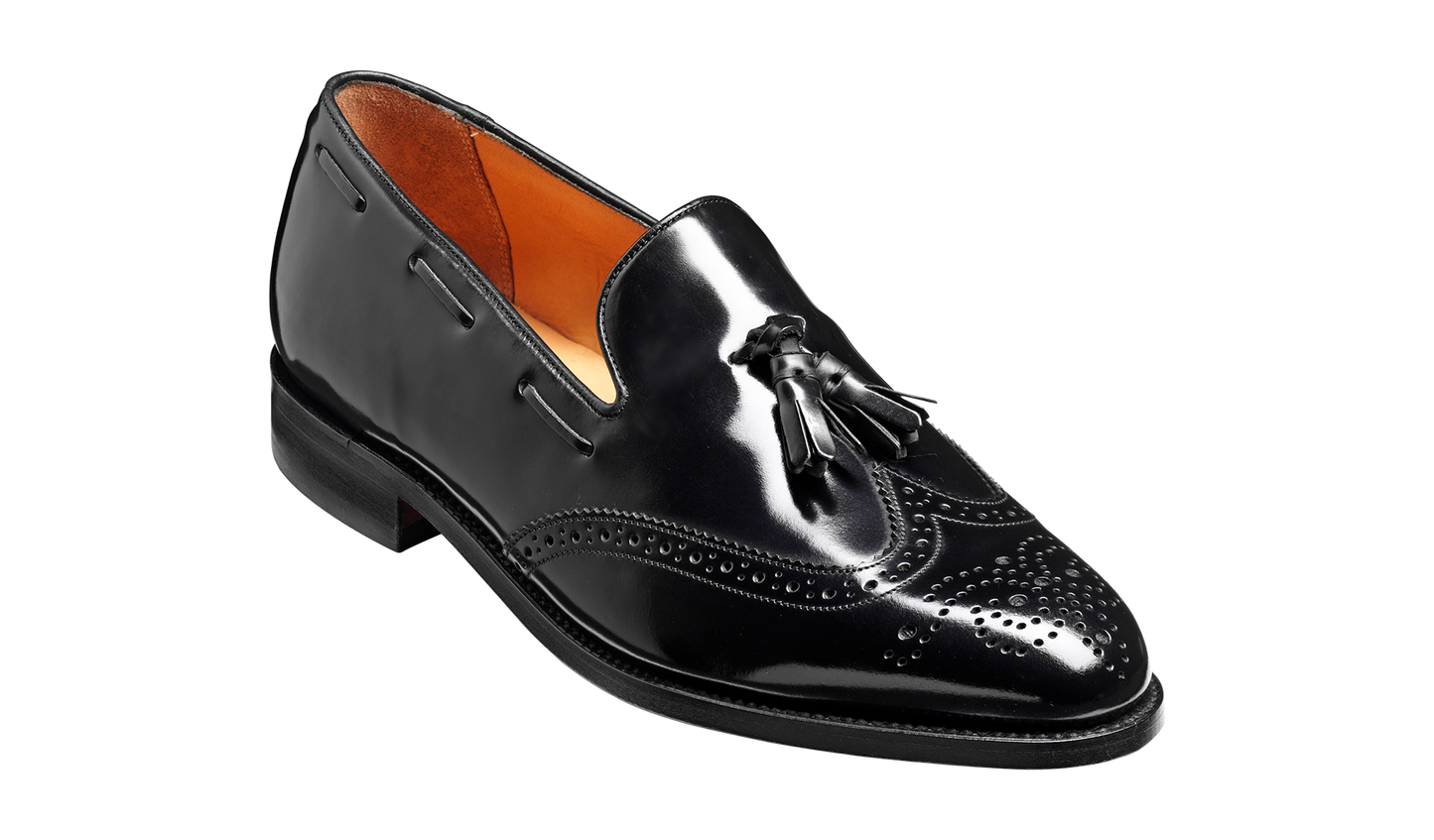 Clive - Black Hi-Shine Wingtip Loafer