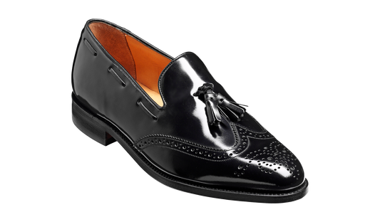 Clive - Black Hi-Shine Wingtip Loafer