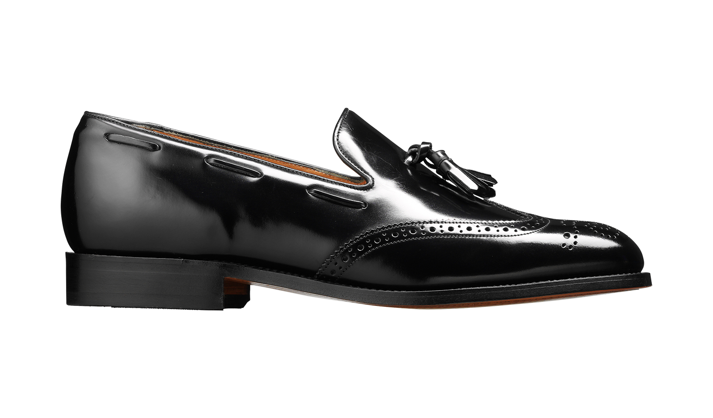 Clive - Black Hi-Shine Wingtip Loafer