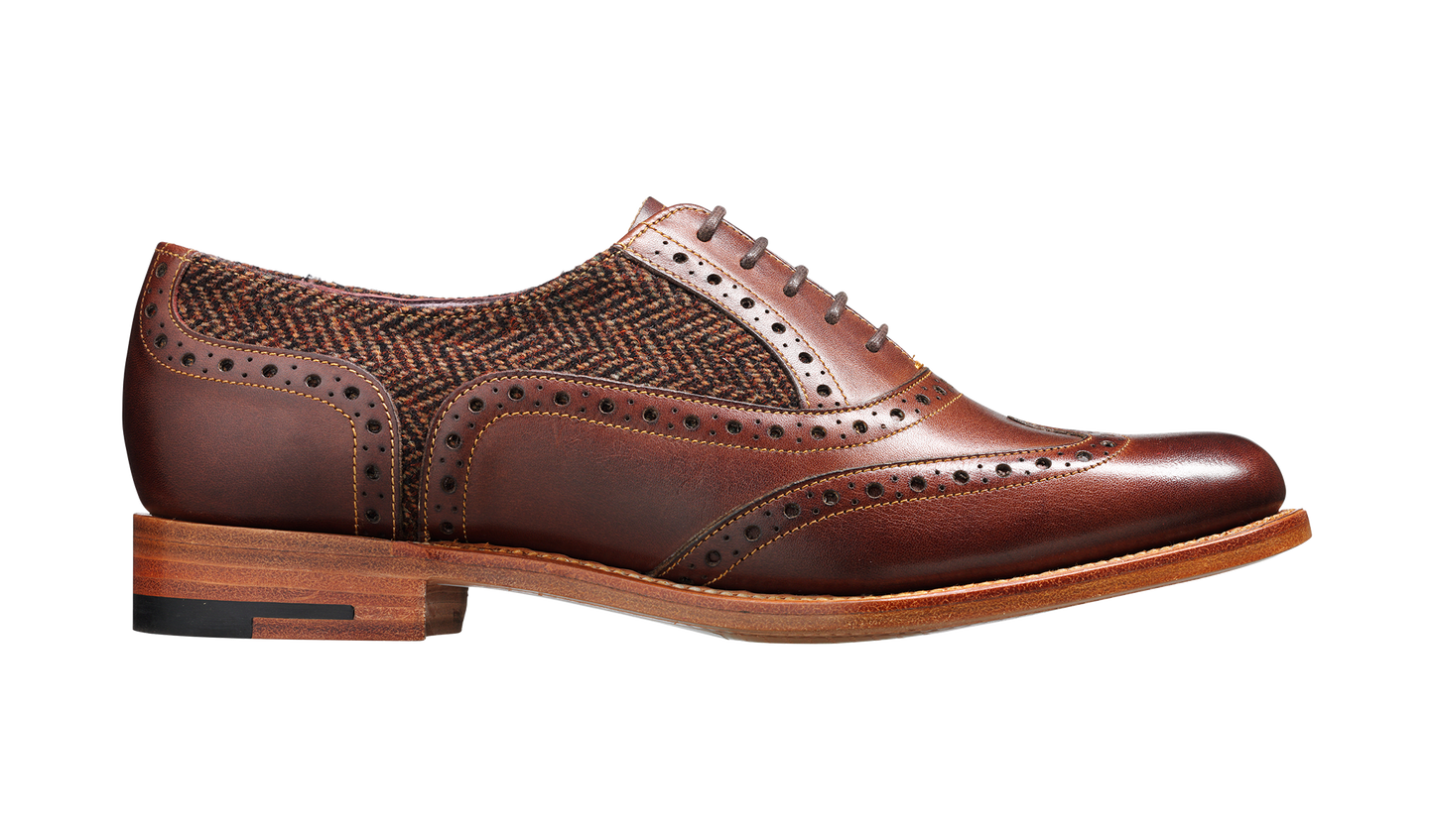 Freya - Walnut Calf / Brown Tweed Women Wingtip Shoe