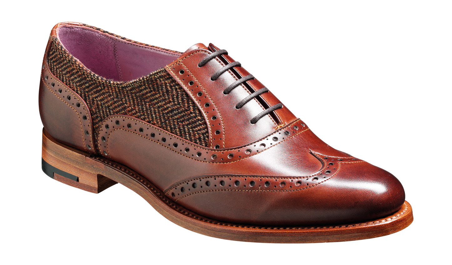 Freya - Walnut Calf / Brown Tweed Women Wingtip Shoe