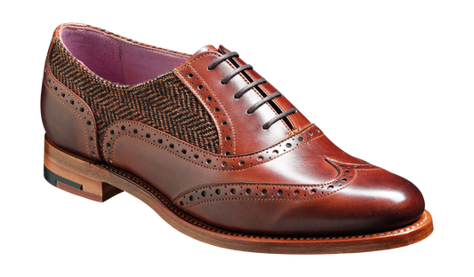 Freya - Walnut Calf / Brown Tweed Women Wingtip Shoe