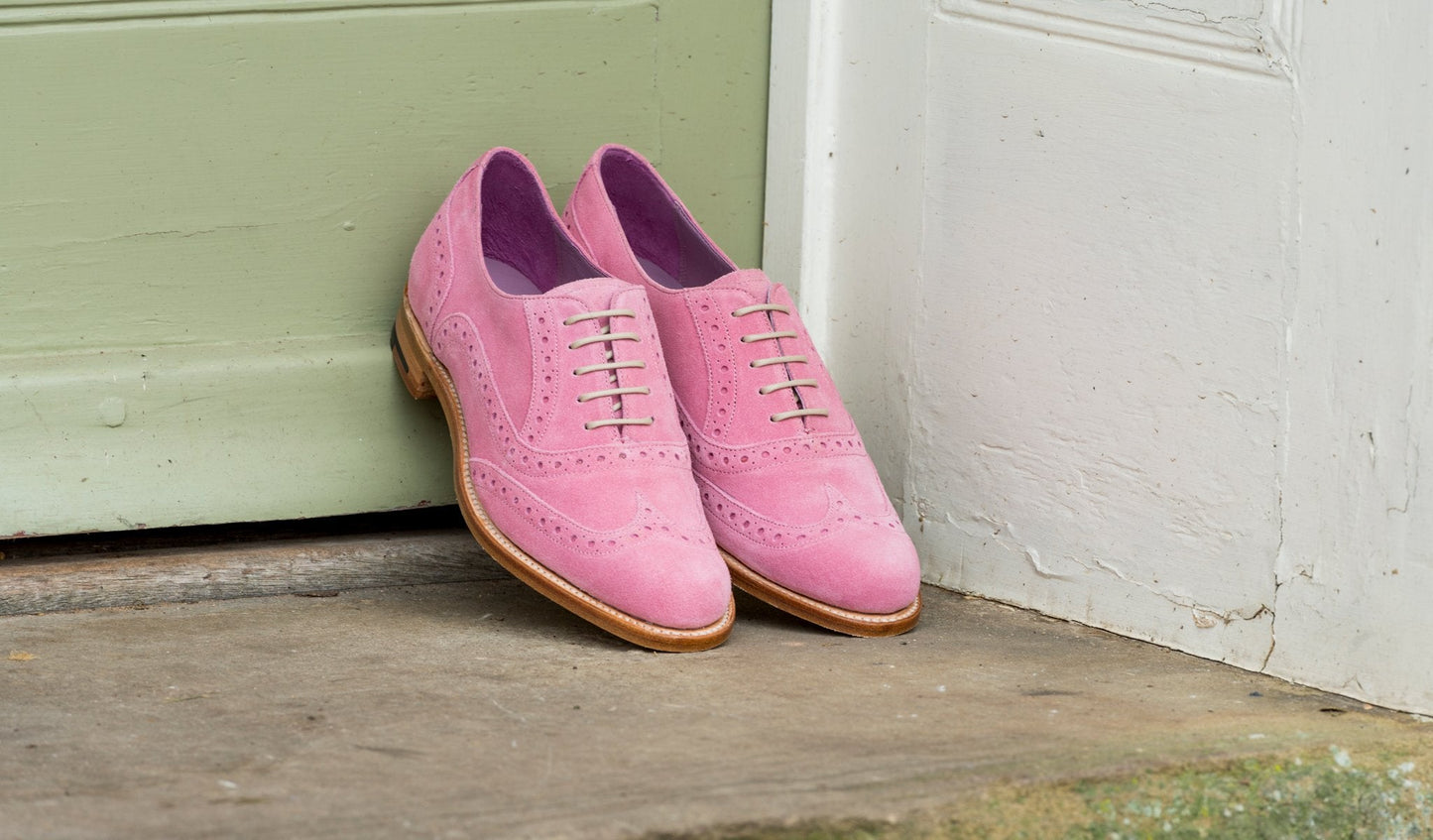 Freya - Pink Suede Women Brogue Shoe