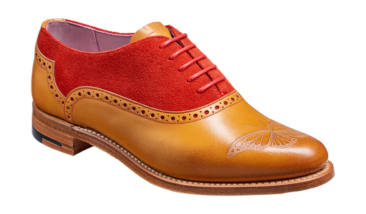 Gwen - Cedar Calf / Red Suede Oxford Shoe