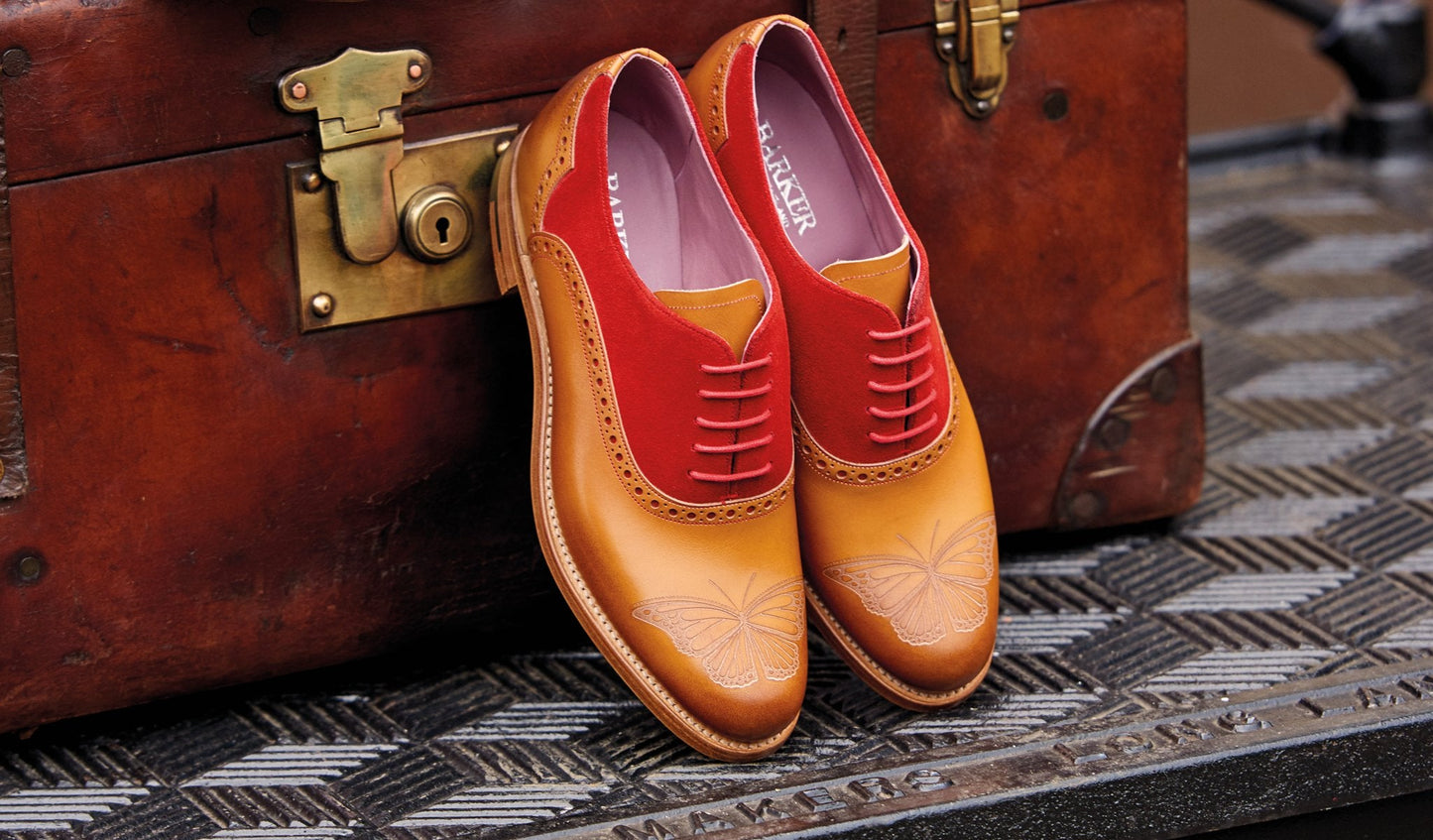 Gwen - Cedar Calf / Red Suede Oxford Shoe