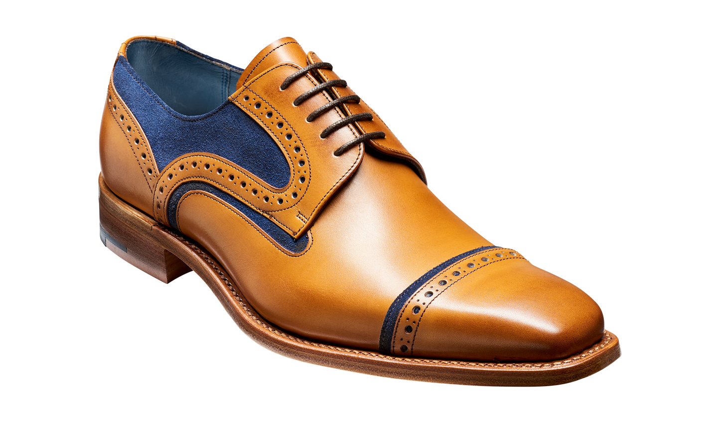 Haig - Cedar Calf / Blue Suede Toe Cap Derby Shoe