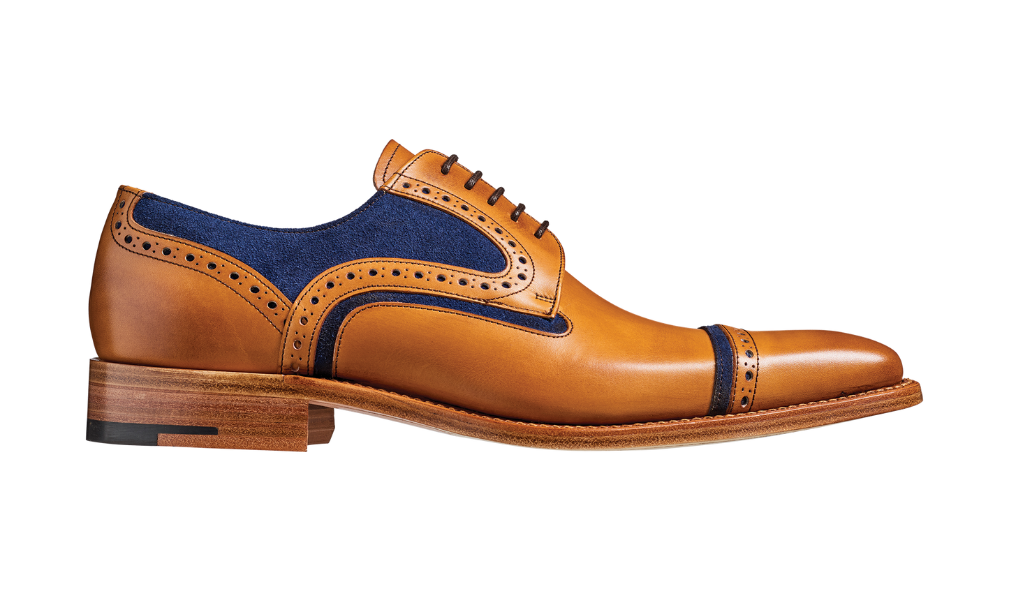 Haig - Cedar Calf / Blue Suede Toe Cap Derby Shoe