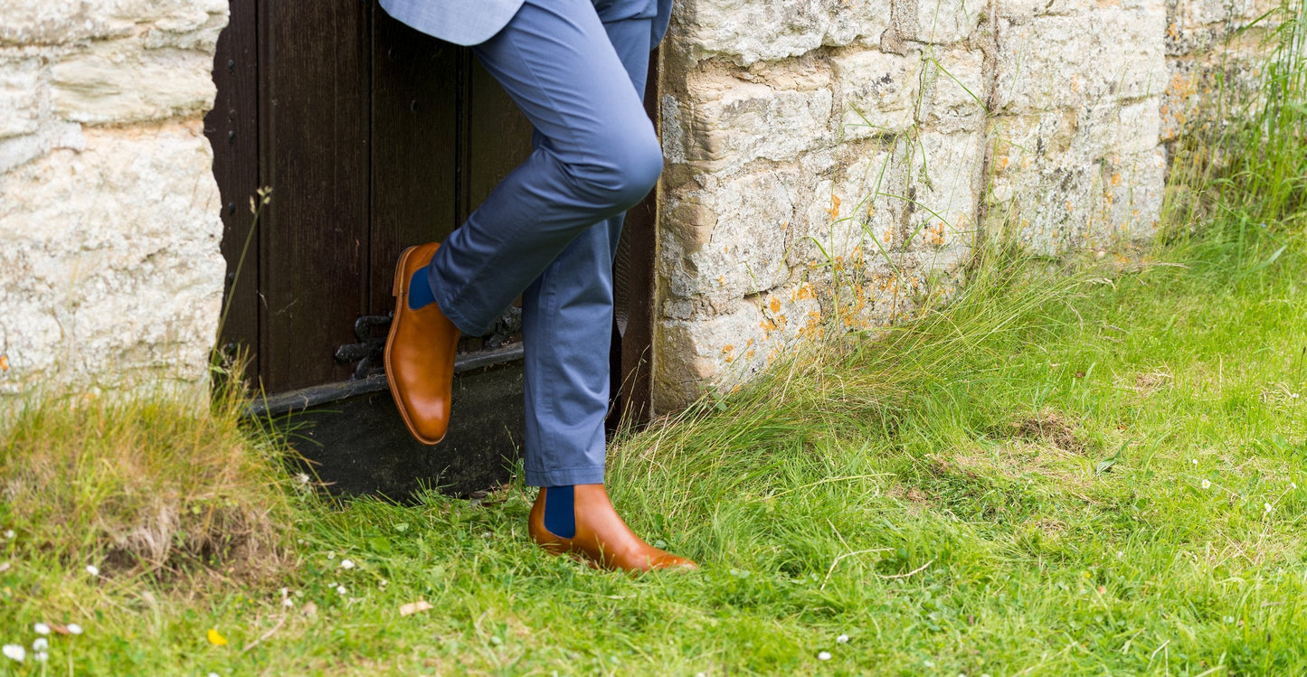 Hopper - Cedar Calf / Navy Elastic Chelsea boot