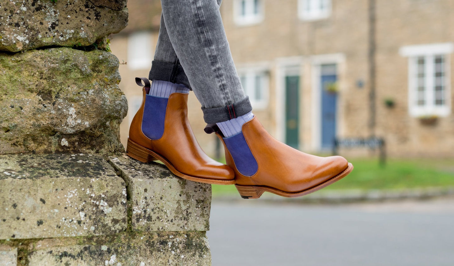 Violet - Cedar Calf / Blue Elastic Boot